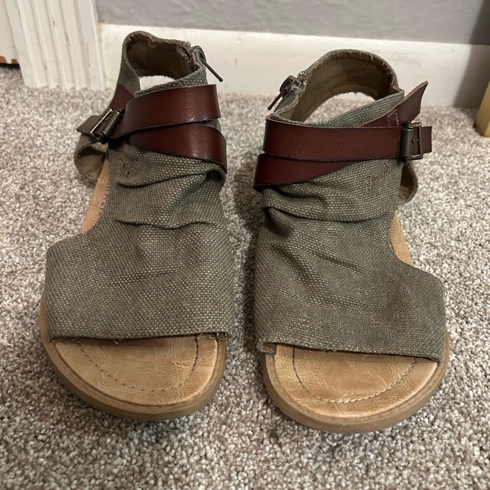 Blowfish Brown and Olive Sandals with Buckle